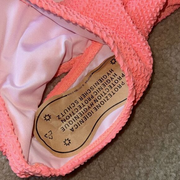 Women's One Shoulder Top with Mid Waist Two Piece swimsuit,XS NWOT coral pink - Picture 9 of 12